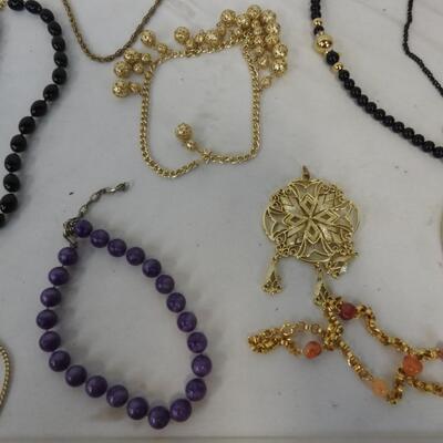 Vintage Costume Jewelry Set, Fancy and Casual Necklaces, Assorted Colors