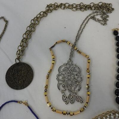 Vintage Costume Jewelry Set, Fancy and Casual Necklaces, Assorted Colors