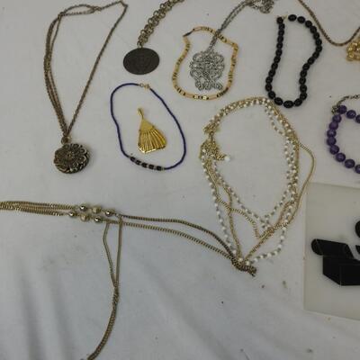 Vintage Costume Jewelry Set, Fancy and Casual Necklaces, Assorted Colors