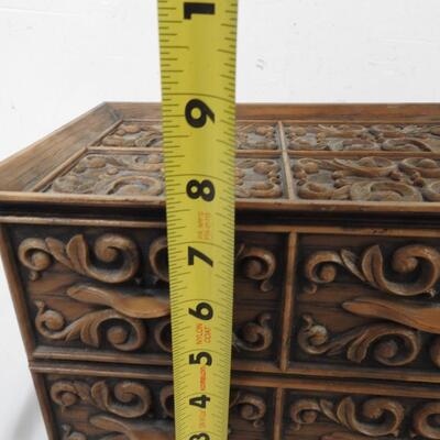 Plastic Brown Jewelry Box with 2 Drawers, Red Inner Lining, 9 x 6 x 8 Inches