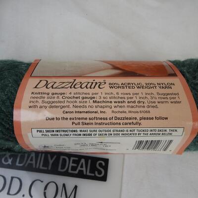 9 Spruce Caron Dazzleaire Worsted Wieght Yarn, 4 Ply 3 Ounce