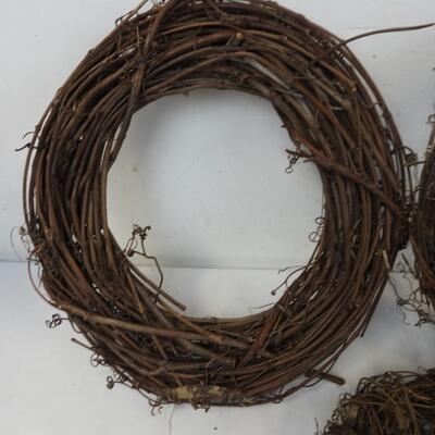 3 Grapevine Wreaths, 2 1 Foot Diameter Circles, 1 Big Heart Shape Design