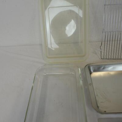 Anchor Hocking 8 x 12.25 Glass Pan, Metal Pan, Cookie Cooking Rack