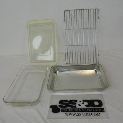 Anchor Hocking 8 x 12.25 Glass Pan, Metal Pan, Cookie Cooking Rack