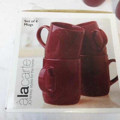 4 alacarte Set of 12 oz 4 Mugs, Purple/Red Colored