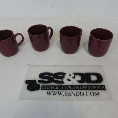 4 alacarte Set of 12 oz 4 Mugs, Purple/Red Colored