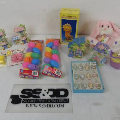 12 pc Easter, Easter Village Houses, Lighted Shoe House, Eggs, Jelly Beans Bunny