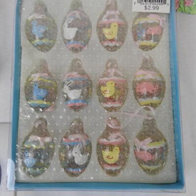 12 pc Easter, Easter Village Houses, Lighted Shoe House, Eggs, Jelly Beans Bunny