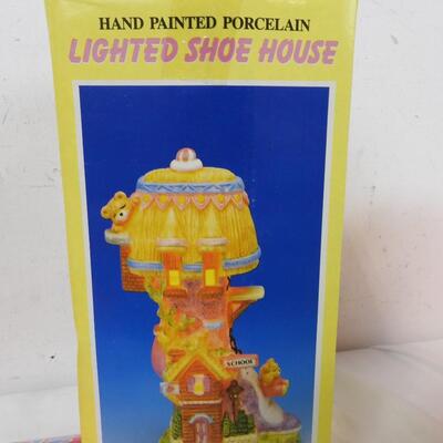 12 pc Easter, Easter Village Houses, Lighted Shoe House, Eggs, Jelly Beans Bunny