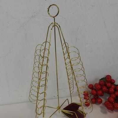 14 pc Christmas: Teddy Bears, Decor, Flickering Lights, Dish Towel, Tree Platter