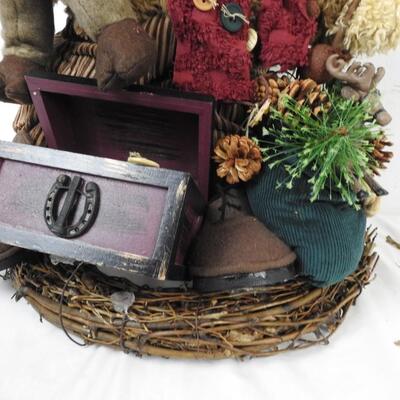 Tall Bear Decor: Celebrate the Holidays, Bear Figure with Moose, Chest and Bag
