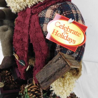 Tall Bear Decor: Celebrate the Holidays, Bear Figure with Moose, Chest and Bag