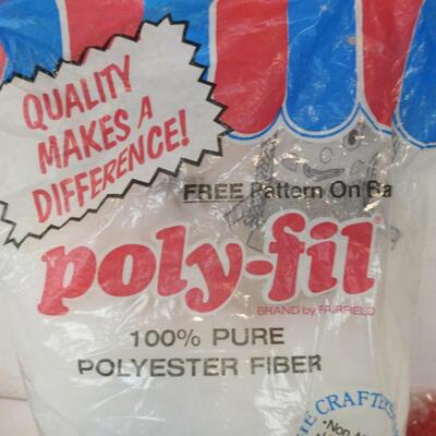 Craft Fabric Lot: Poly-Fil, Tinsel, Assorted Fabric, Doilies, Felt