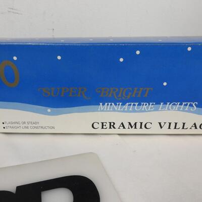 Christmas Decor: Ceramic Holiday Train, 5 Village Houses with Miniature Lights