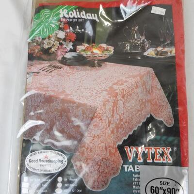 Holiday Lot: 1994 Bears, Outdoor Light Clips, Window Decoration, Table Cloth