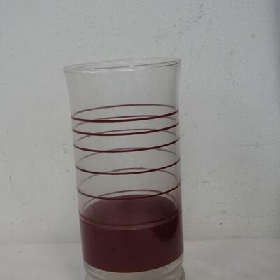 12 pc Glassware: 12 0z (?) glasses with Red Striping