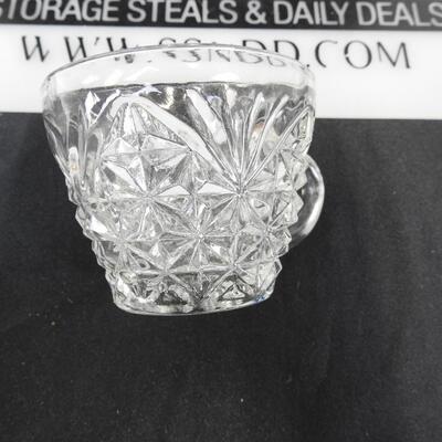 11 pc Crystal Serving Lot:  Punch Bowl, Ladle, and hanging hooks.