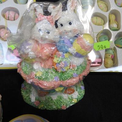 15 pc Easter Lot: 6 figurines, 4 bells and decorative eggs.