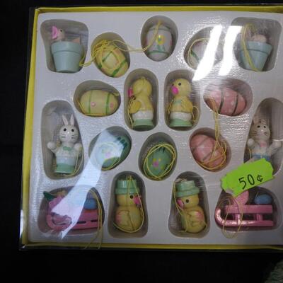 15 pc Easter Lot: 6 figurines, 4 bells and decorative eggs.