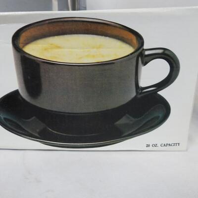 10 pc Kitchen & Baking: Cake pan, salt & pepper, BIG cup & saucer, bowl, etc