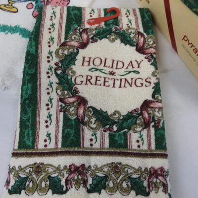 18 pc Christmas Lot: Precious Moments hot pads & towel, cups, teddy bears, etc