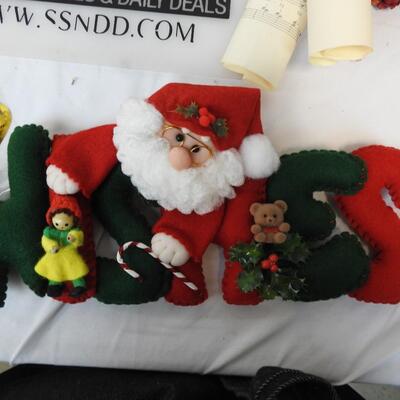 12 pc Christmas Lot: Rocking Chair w/Bear, table decor and hanging decor, etc