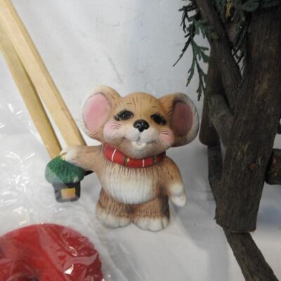 12 pc Christmas Lot: Rocking Chair w/Bear, table decor and hanging decor, etc