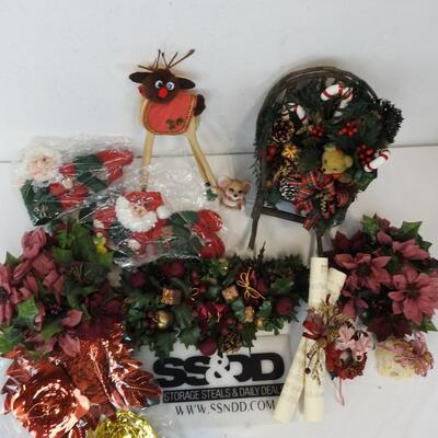 12 pc Christmas Lot: Rocking Chair w/Bear, table decor and hanging decor, etc