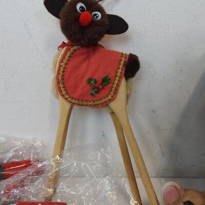 12 pc Christmas Lot: Rocking Chair w/Bear, table decor and hanging decor, etc
