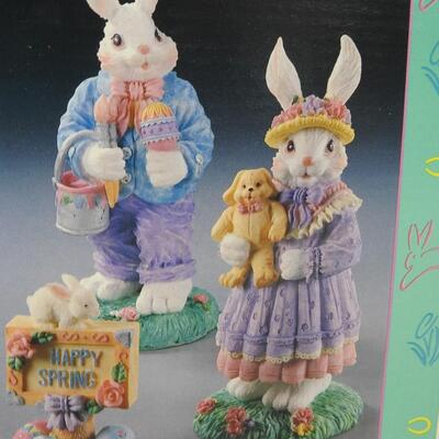 New Old Stock Easter Lot: 3 Figurines and 1 Wind Chime