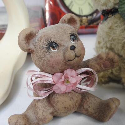 10 pc Home Decor, Bear Figurines, Candles, Clocks, Swan, Geometric Oil Candle