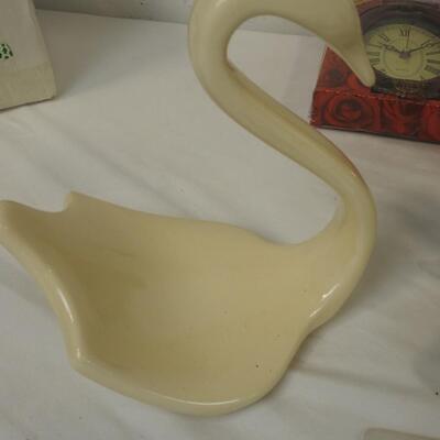 10 pc Home Decor, Bear Figurines, Candles, Clocks, Swan, Geometric Oil Candle
