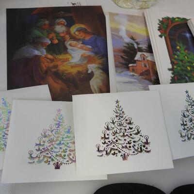 8+ Christmas Lot: Cup, Snowman & Bear Figurines, Candle & Holder, Cards, etc