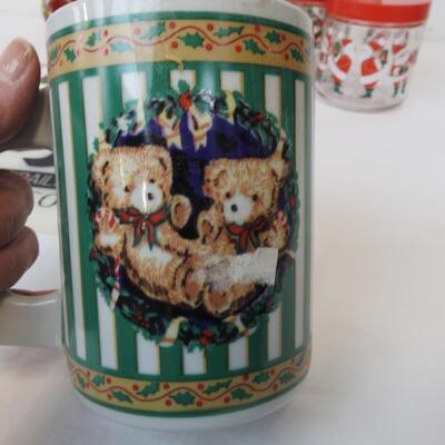 8+ Christmas Lot: Cup, Snowman & Bear Figurines, Candle & Holder, Cards, etc