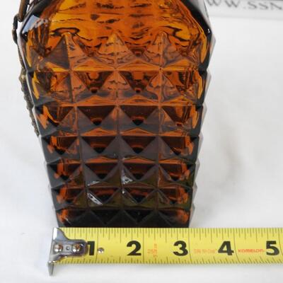 Brown Textured Glass Whiskey Decanter with Cork with Metal Topper
