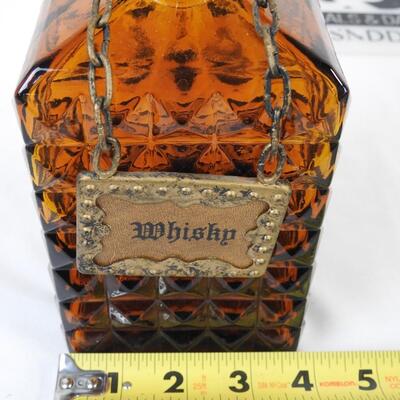 Brown Textured Glass Whiskey Decanter with Cork with Metal Topper