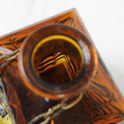 Brown Textured Glass Whiskey Decanter with Cork with Metal Topper