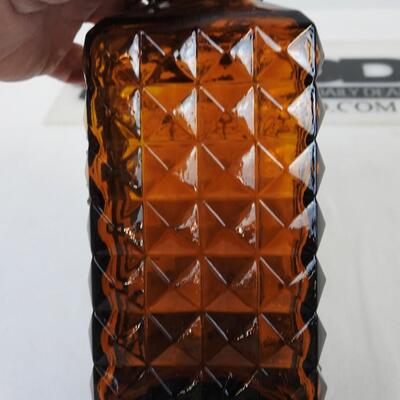 Brown Textured Glass Whiskey Decanter with Cork with Metal Topper