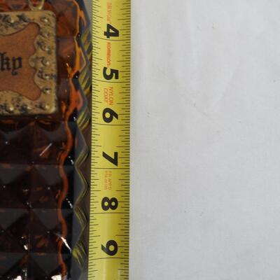 Brown Textured Glass Whiskey Decanter with Cork with Metal Topper