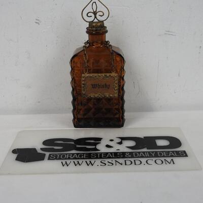 Brown Textured Glass Whiskey Decanter with Cork with Metal Topper