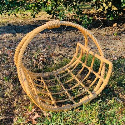 Lot 438: Signed Nautical Etching & Rope Basket