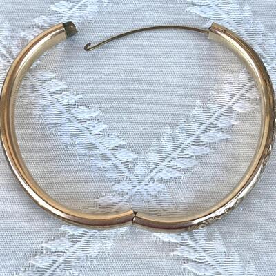 ANTIQUE GOLD FILLED BANGLE BRACELET EMBOSSED FLOWERS PAT.DATE 1908