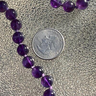 SINGLE MATCHED STRAND OF AMETHYST BEADS 14L GOLD BALL CLASP