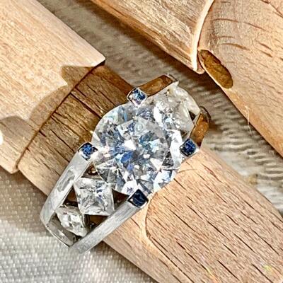 CONTEMPORARY STERLING SILVER & CZ RING