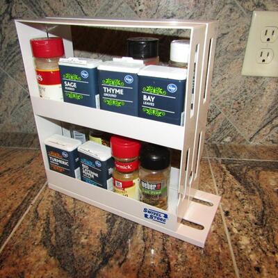 LOT 48  CUPBOARD SPICE HOLDER AND SPICES