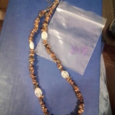 Tigereye and Quartz Necklace