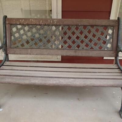 Vintage Cast Iron & Slat wood bench