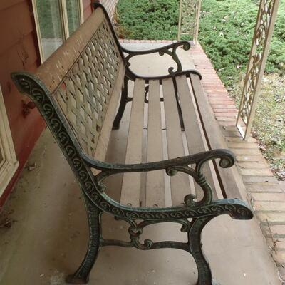 Vintage Cast Iron & Slat wood bench