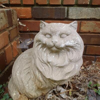 Vintage Concrete Cat Statue 