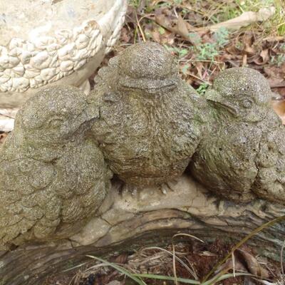 Concrete birds and lightweight planter